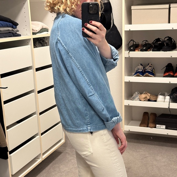 AYR "The Club" Denim Classic Designer 90s Inspired Collared Bomber Jacket XS - Picture 2 of 3